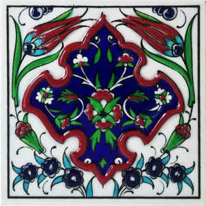 10x10 cm Çini Pano - KÇ014 Kobalt